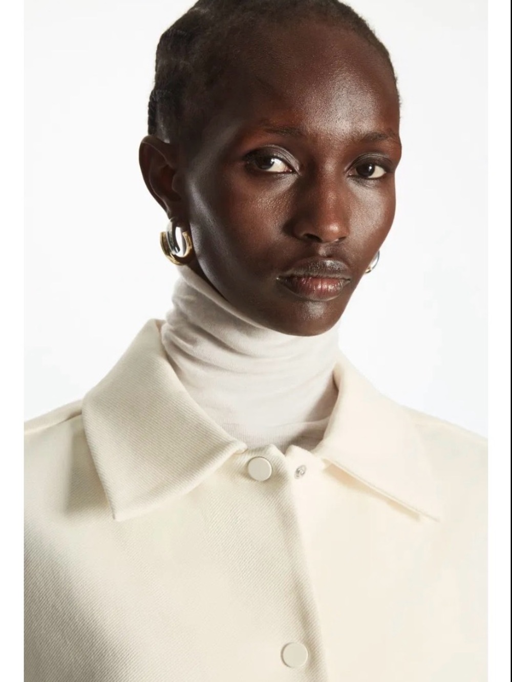 COS Women's Cream Cropped Twill Button Jacket Size EU Large/US Med or Large - Picture 3 of 12